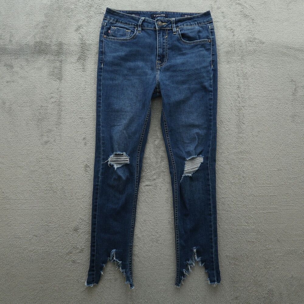 VIGOSS Jeans Women's 27 Blue High-Rise Ace Skinny Denim 26" Inseam Destroyed